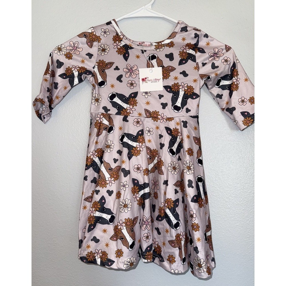 Adorable New With Tags Dress Cows, Farm Purple. Size 5/6